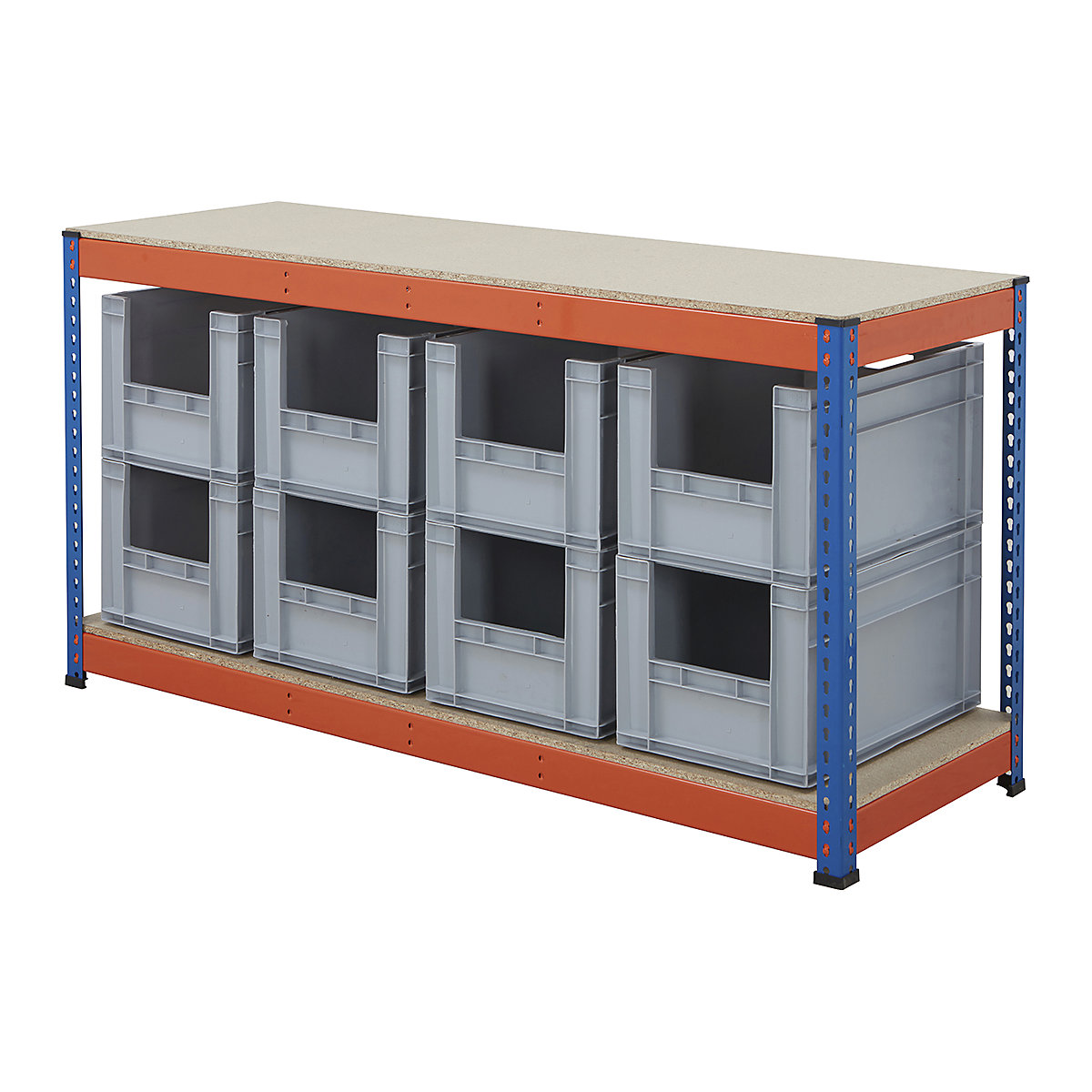BiG400 Workbench With Euro Pick Bins | Blue & Orange