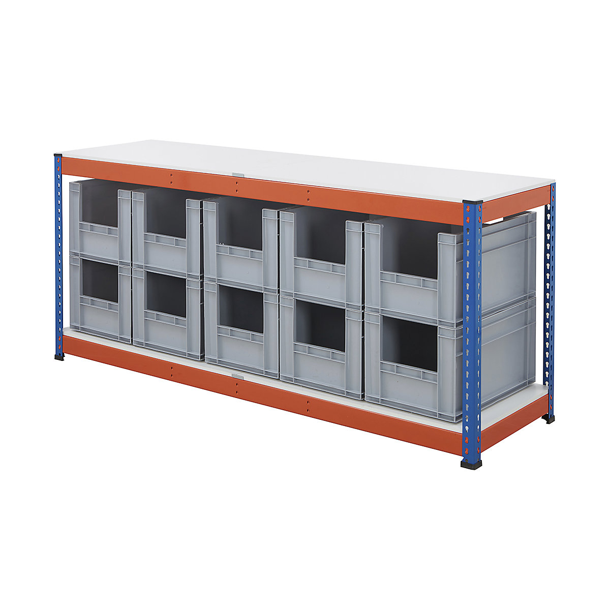 BiG400 Workbench With Euro Pick Bins | Blue & Orange
