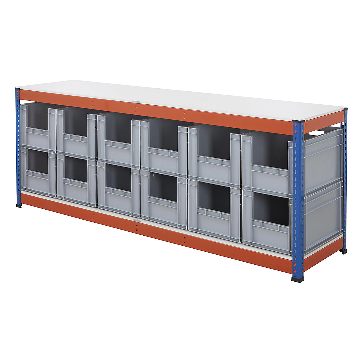 BiG400 Workbench With Euro Pick Bins | Blue & Orange