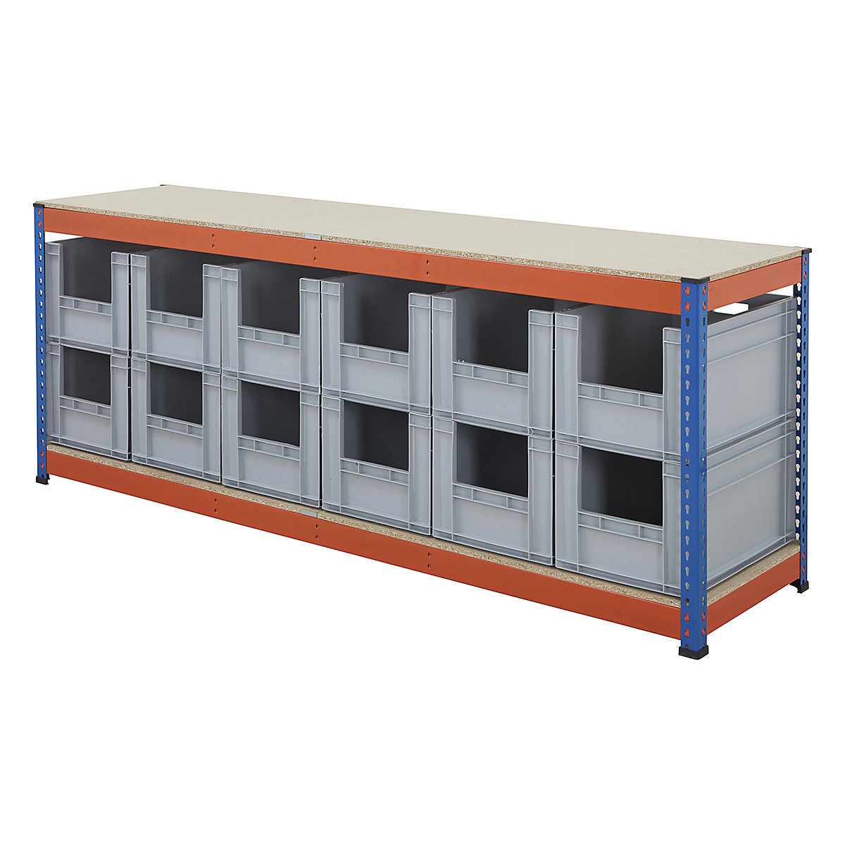 BiG400 Workbench With Euro Pick Bins | Blue & Orange