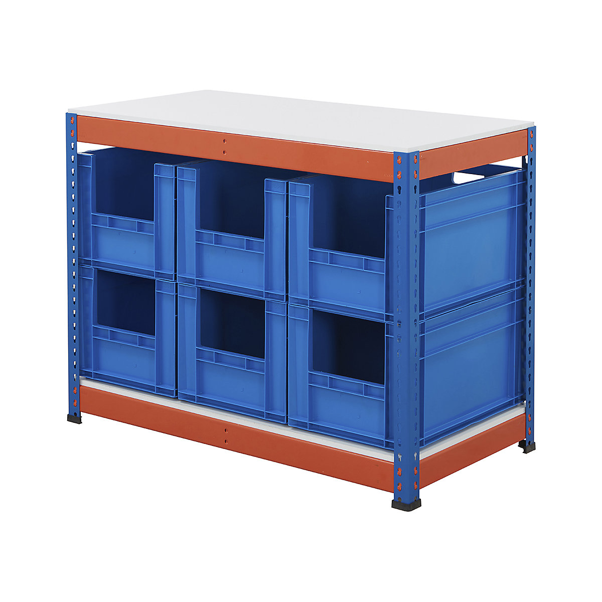 BiG400 Workbench With Euro Pick Bins | Blue & Orange