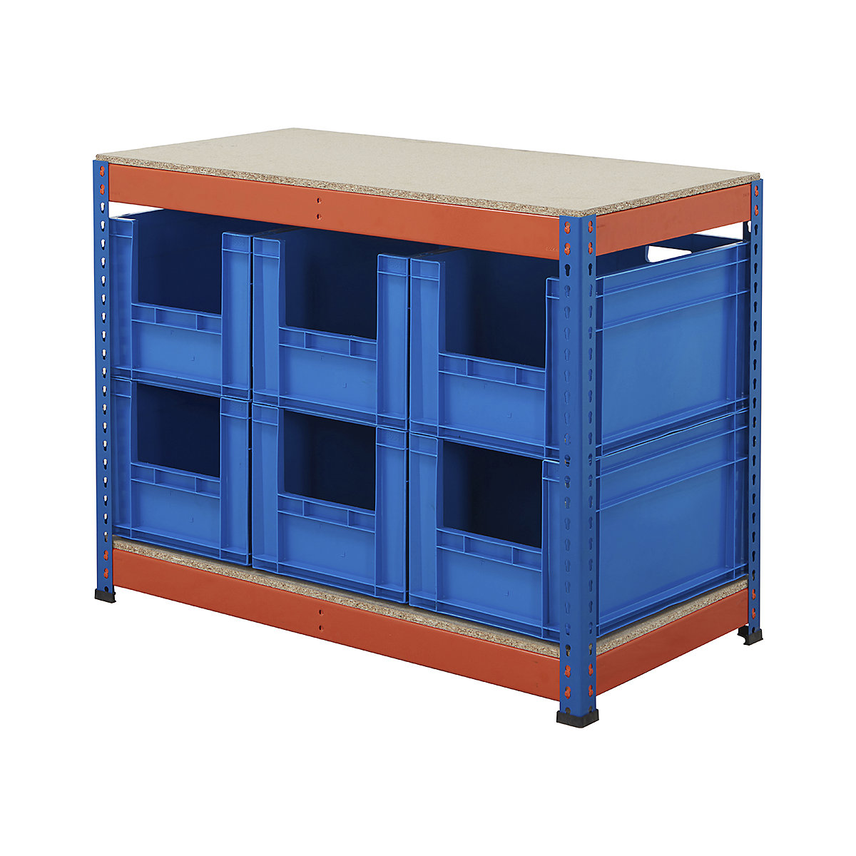 BiG400 Workbench With Euro Pick Bins | Blue & Orange