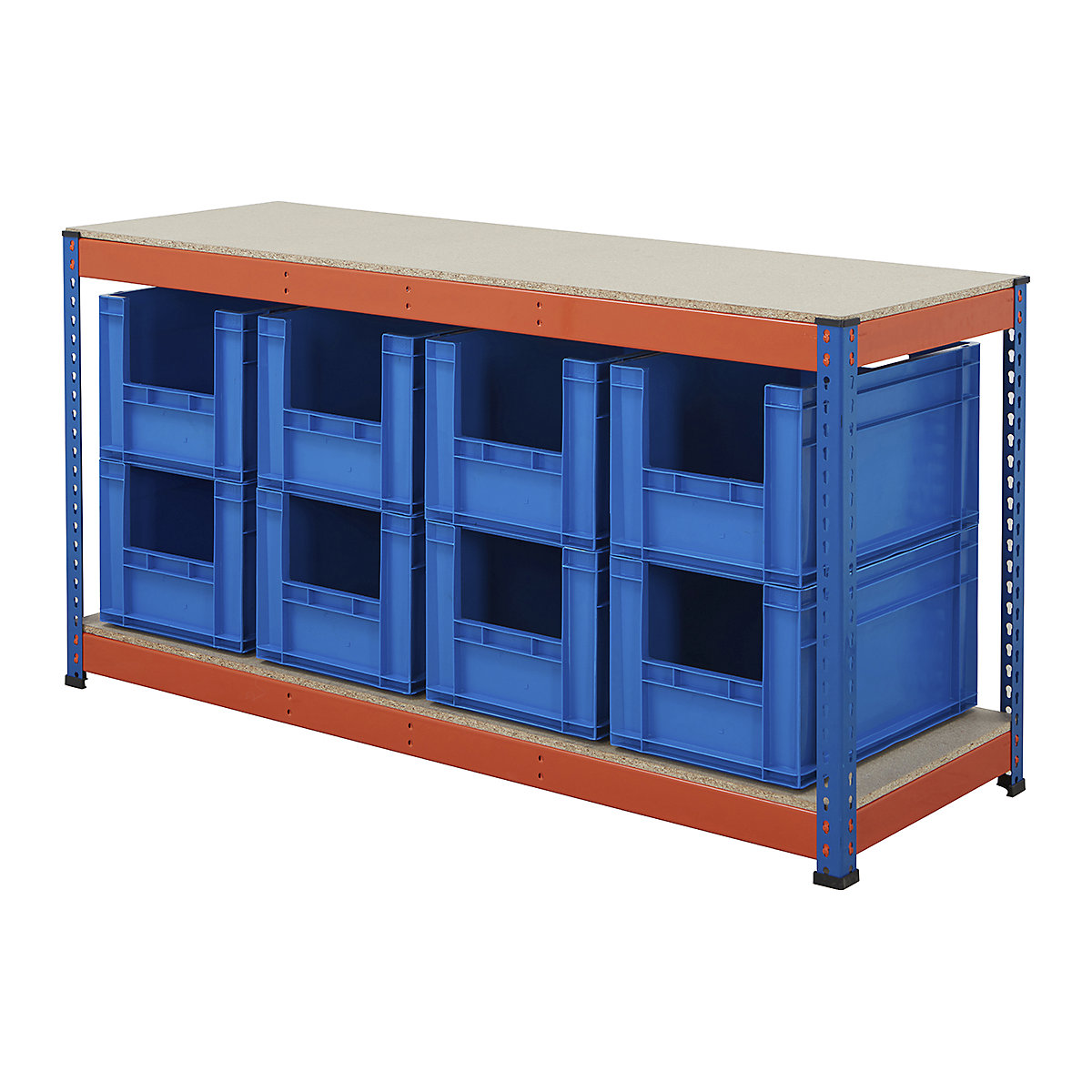 BiG400 Workbench With Euro Pick Bins | Blue & Orange