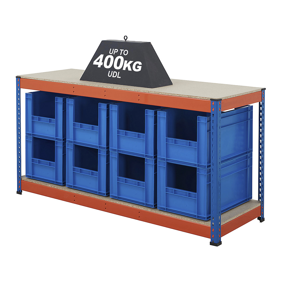 BiG400 Workbench With Euro Pick Bins | Blue & Orange (Product illustration 3)-2