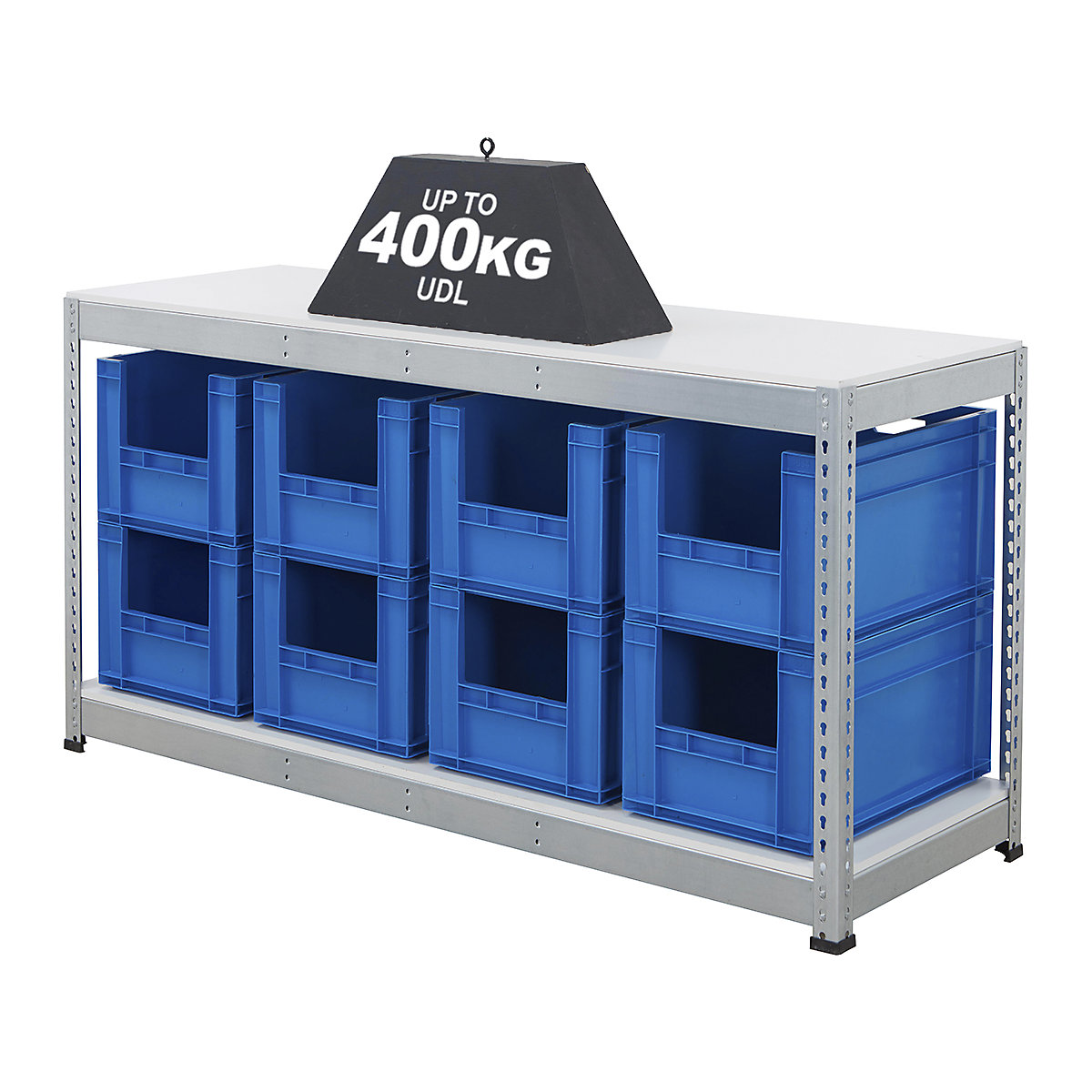 BiG400 Workbench With Euro Pick Bins |  Galvanised (Product illustration 2)-1