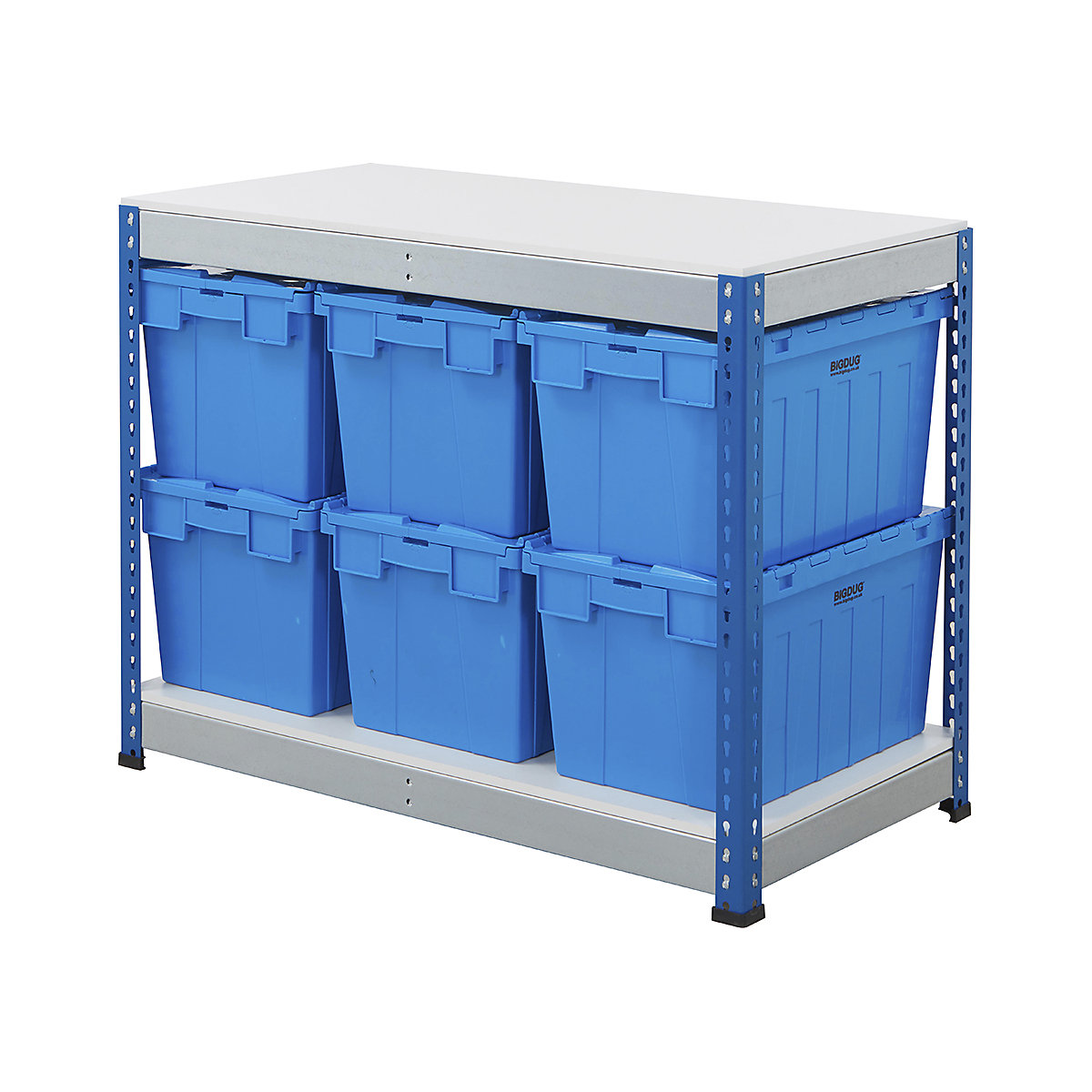 BiG400 Workbench with BiGDUG Euro Tote Boxes | Blue & Galvanised