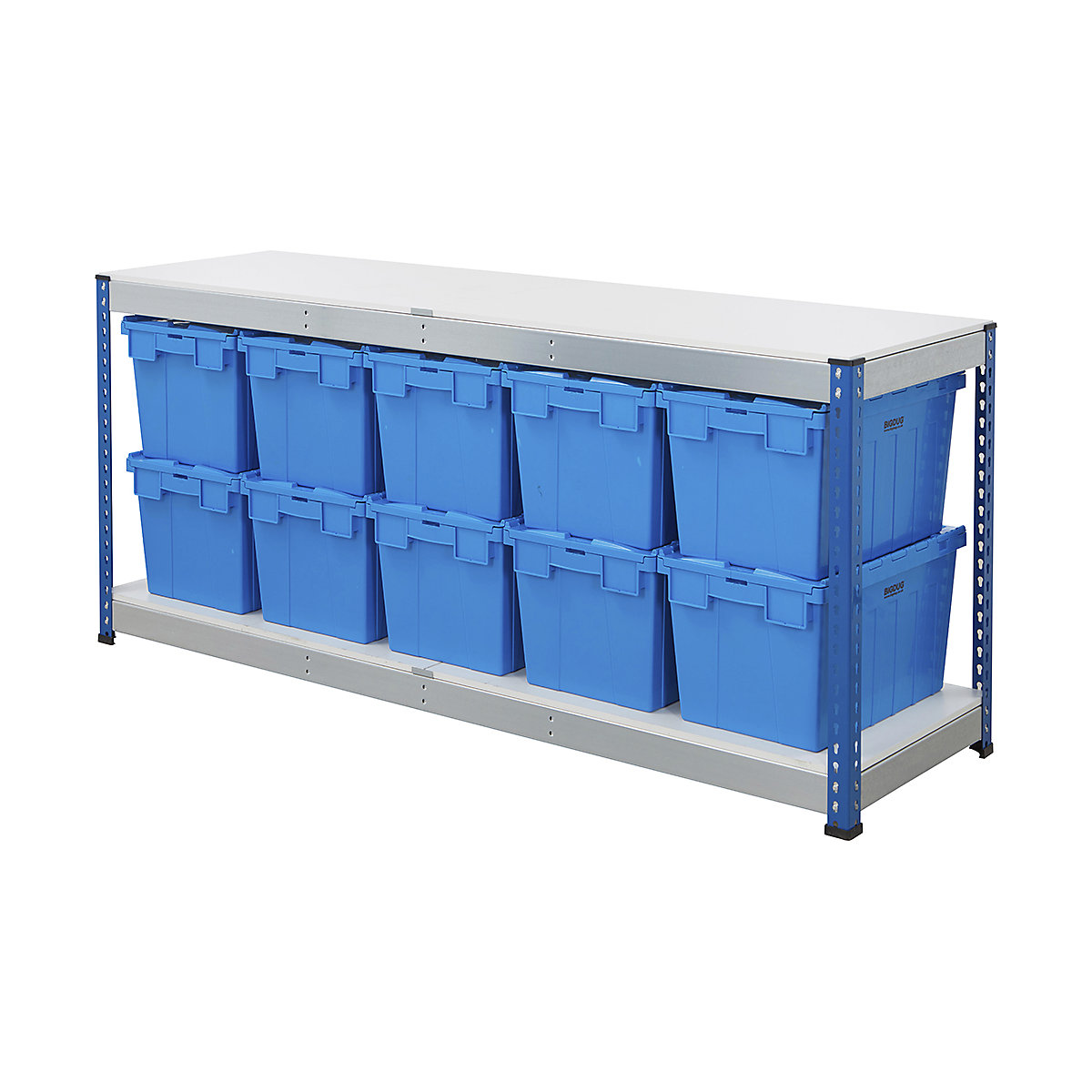 BiG400 Workbench with BiGDUG Euro Tote Boxes | Blue & Galvanised
