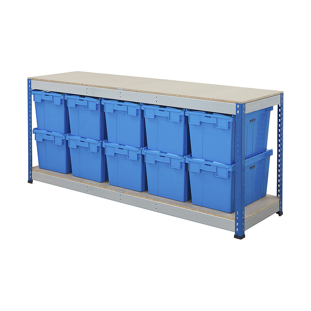 BiG400 Workbench with BiGDUG Euro Tote Boxes | Blue & Galvanised