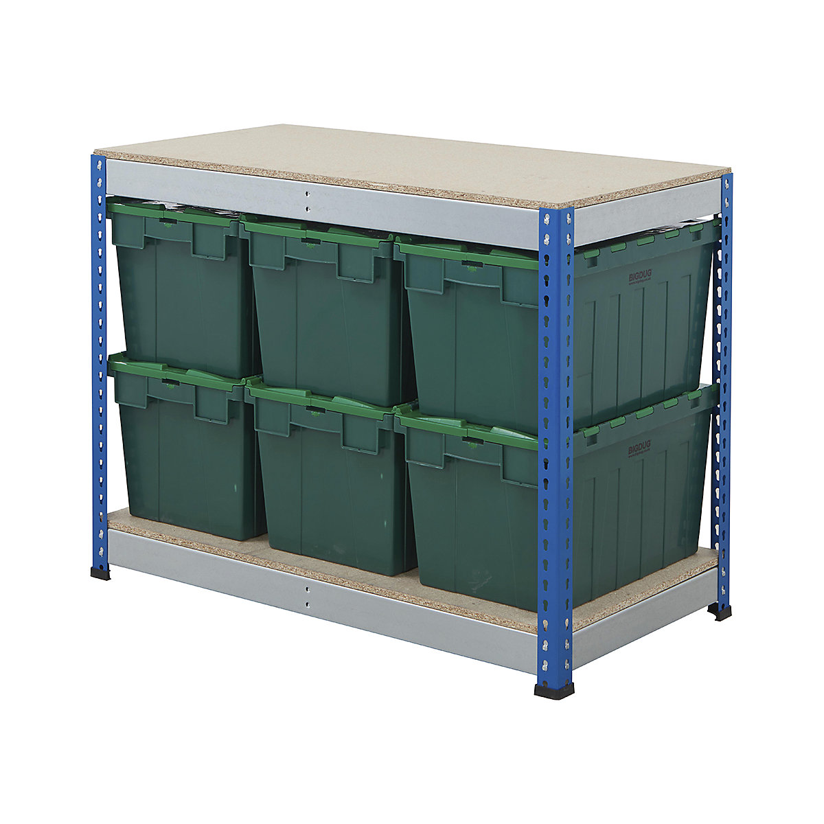 BiG400 Workbench with BiGDUG Euro Tote Boxes | Blue & Galvanised