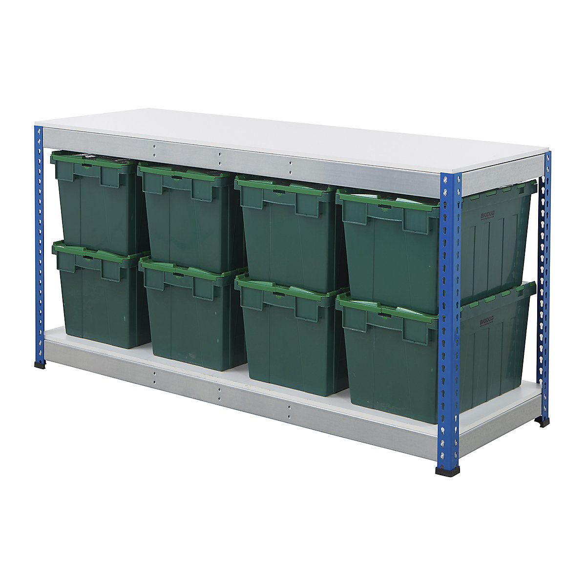 BiG400 Workbench with BiGDUG Euro Tote Boxes | Blue & Galvanised