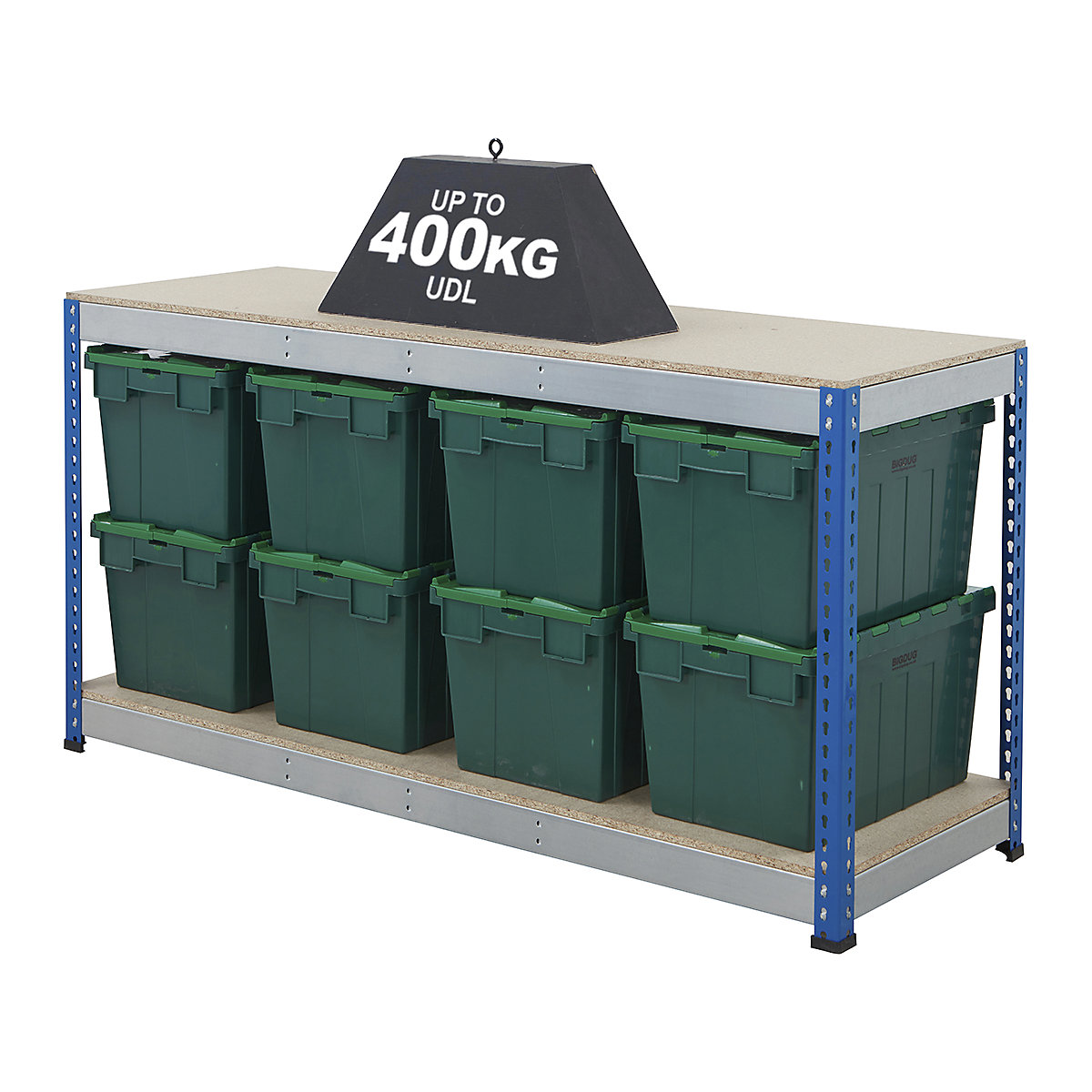 BiG400 Workbench with BiGDUG Euro Tote Boxes | Blue & Galvanised (Product illustration 2)-1
