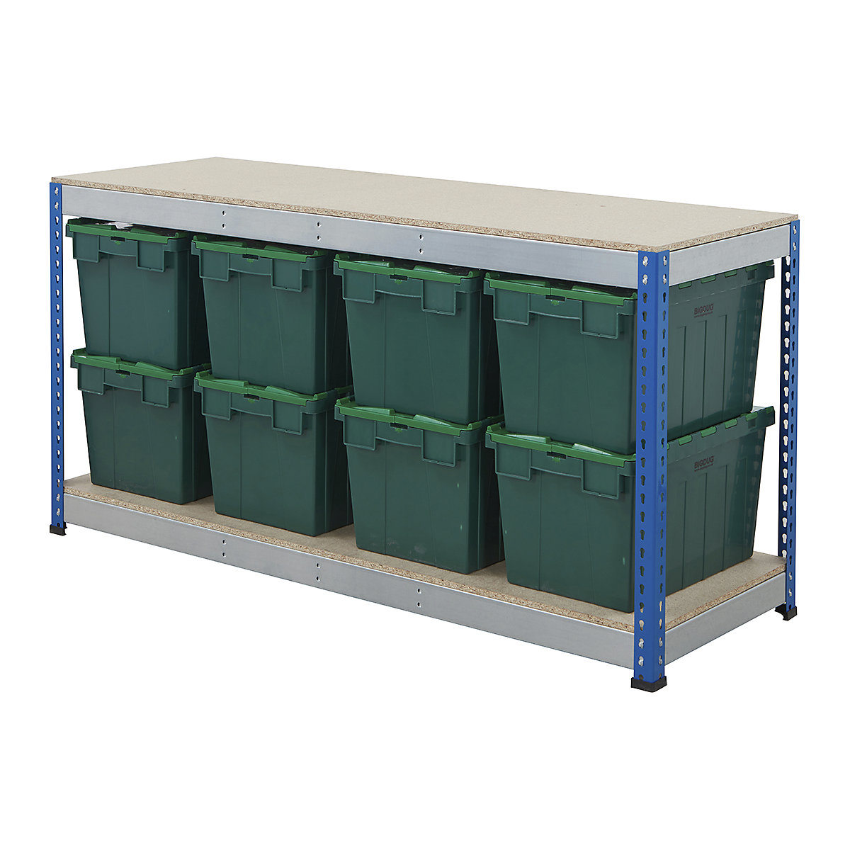 BiG400 Workbench with BiGDUG Euro Tote Boxes | Blue & Galvanised