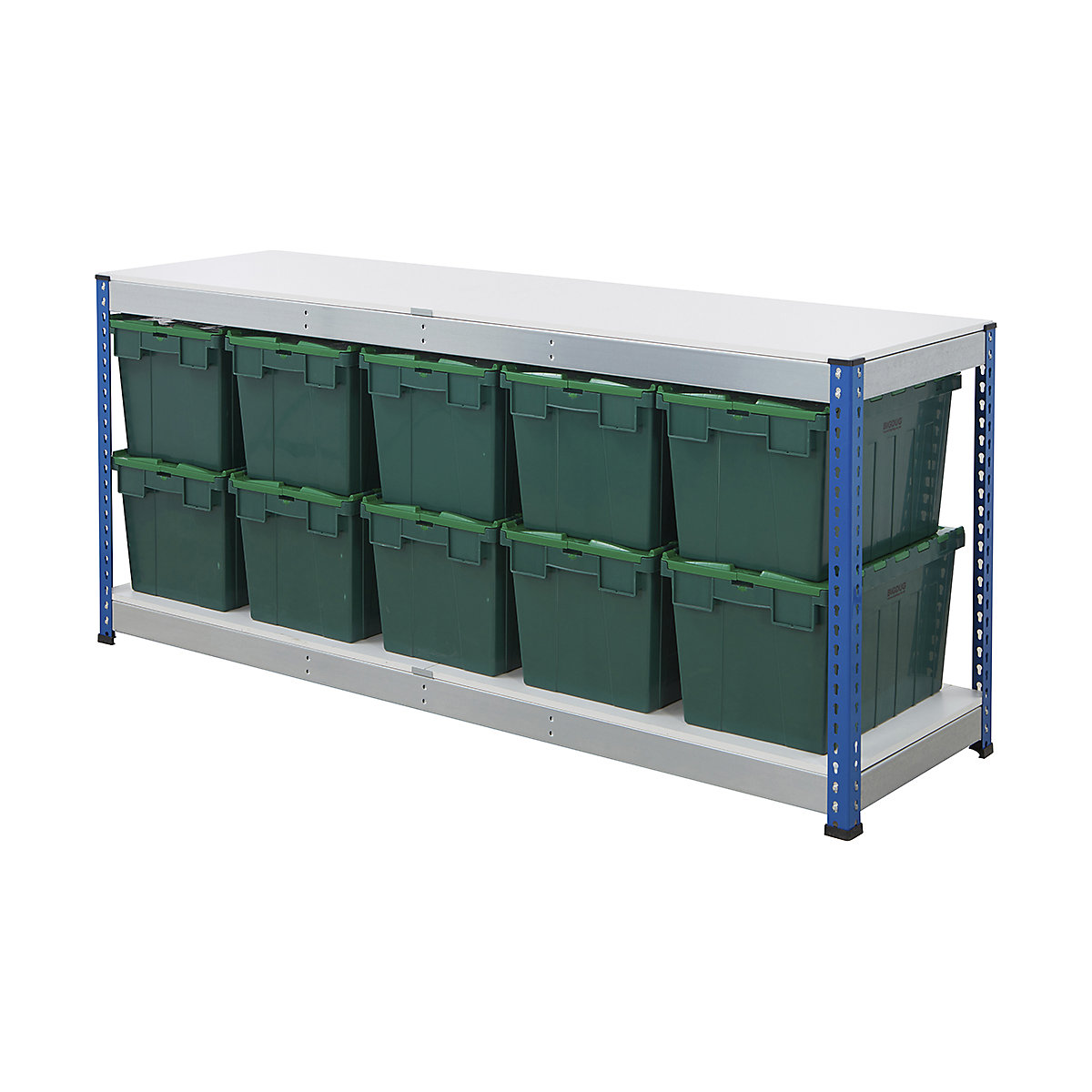 BiG400 Workbench with BiGDUG Euro Tote Boxes | Blue & Galvanised