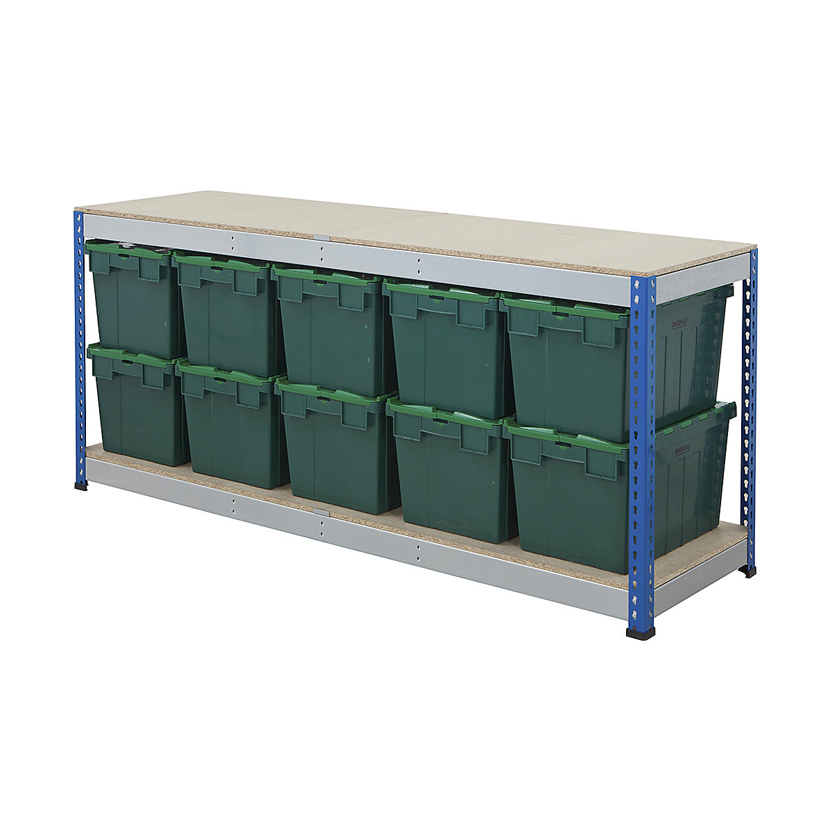 BiG400 Workbench with BiGDUG Euro Tote Boxes | Blue & Galvanised