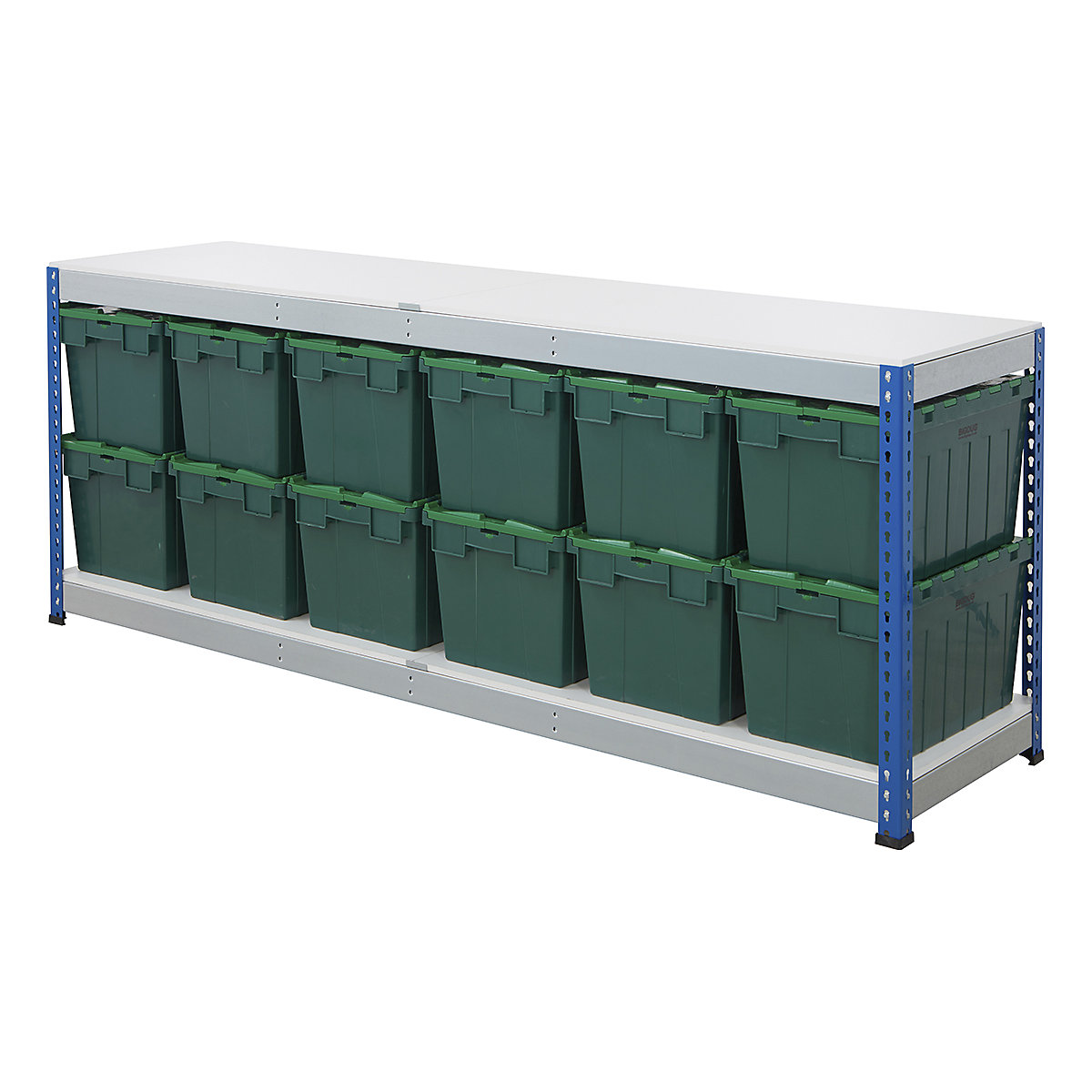BiG400 Workbench with BiGDUG Euro Tote Boxes | Blue & Galvanised