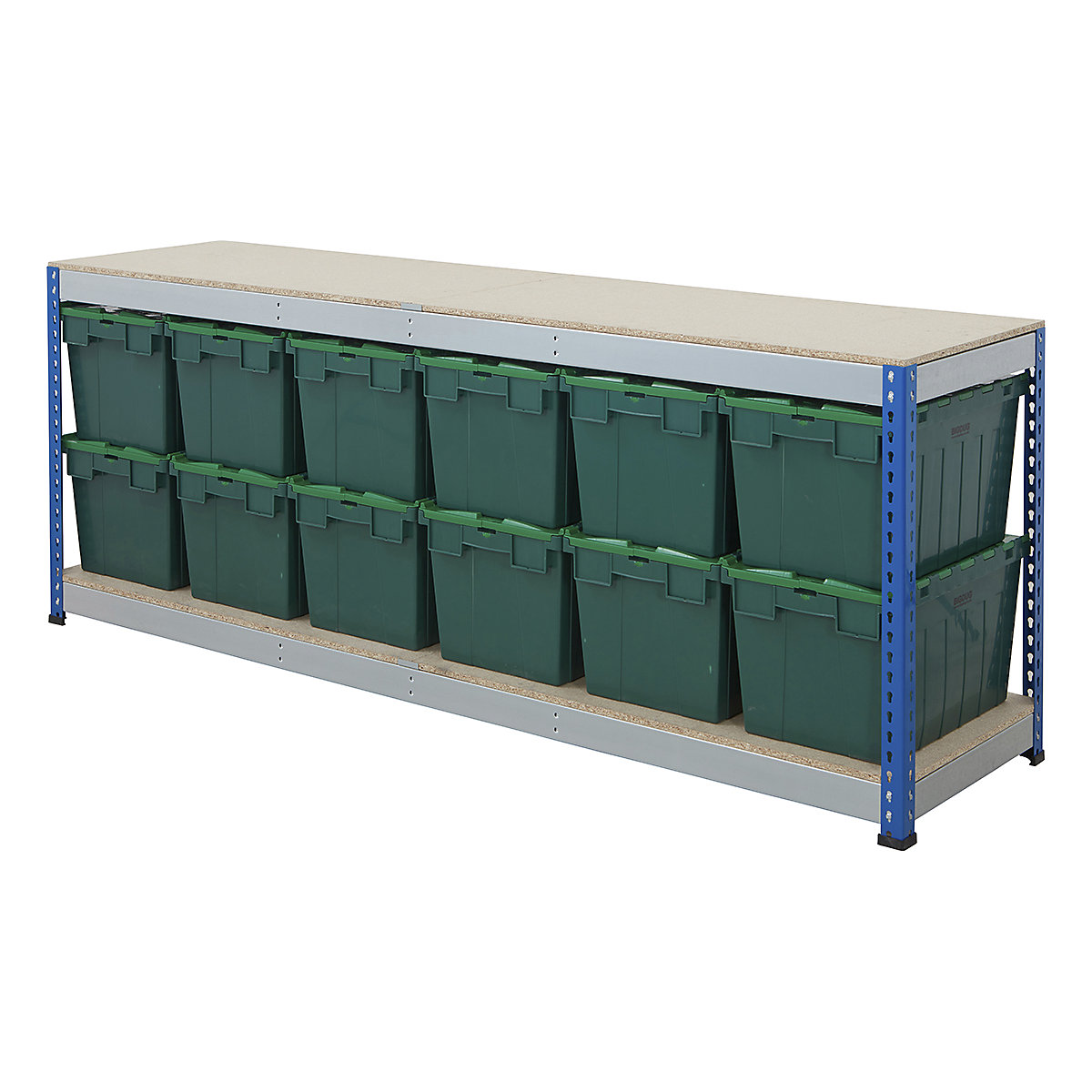 BiG400 Workbench with BiGDUG Euro Tote Boxes | Blue & Galvanised