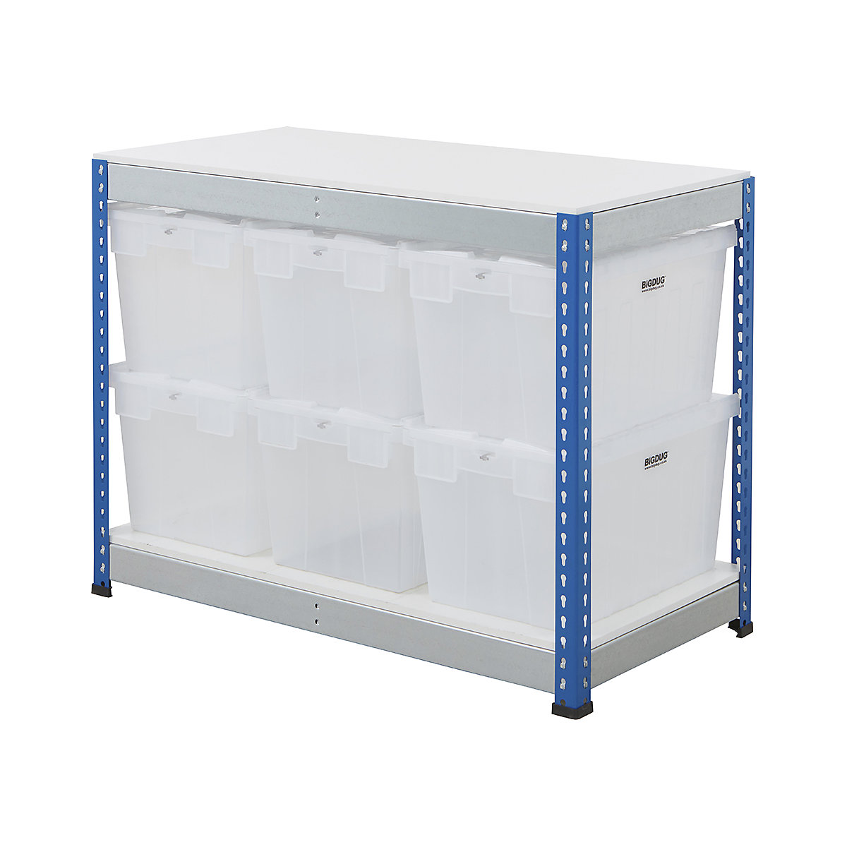 BiG400 Workbench with BiGDUG Euro Tote Boxes | Blue & Galvanised