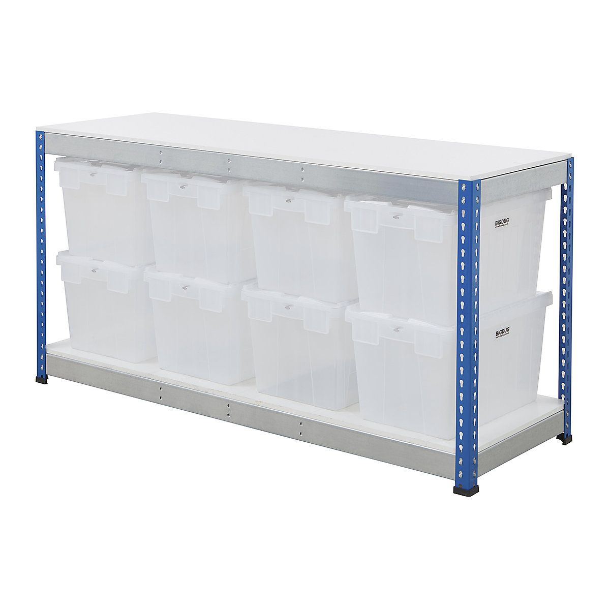 BiG400 Workbench with BiGDUG Euro Tote Boxes | Blue & Galvanised