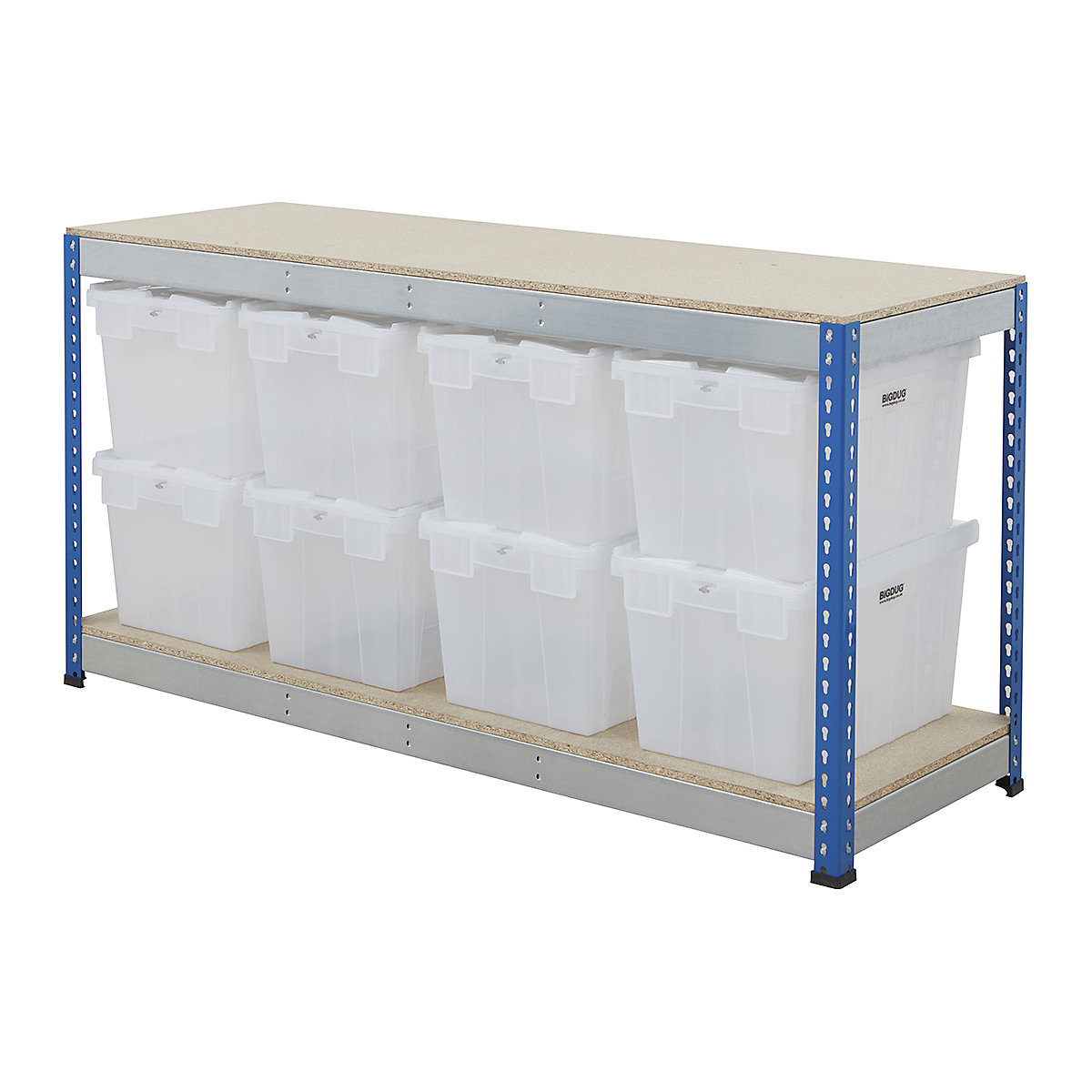 BiG400 Workbench with BiGDUG Euro Tote Boxes | Blue & Galvanised
