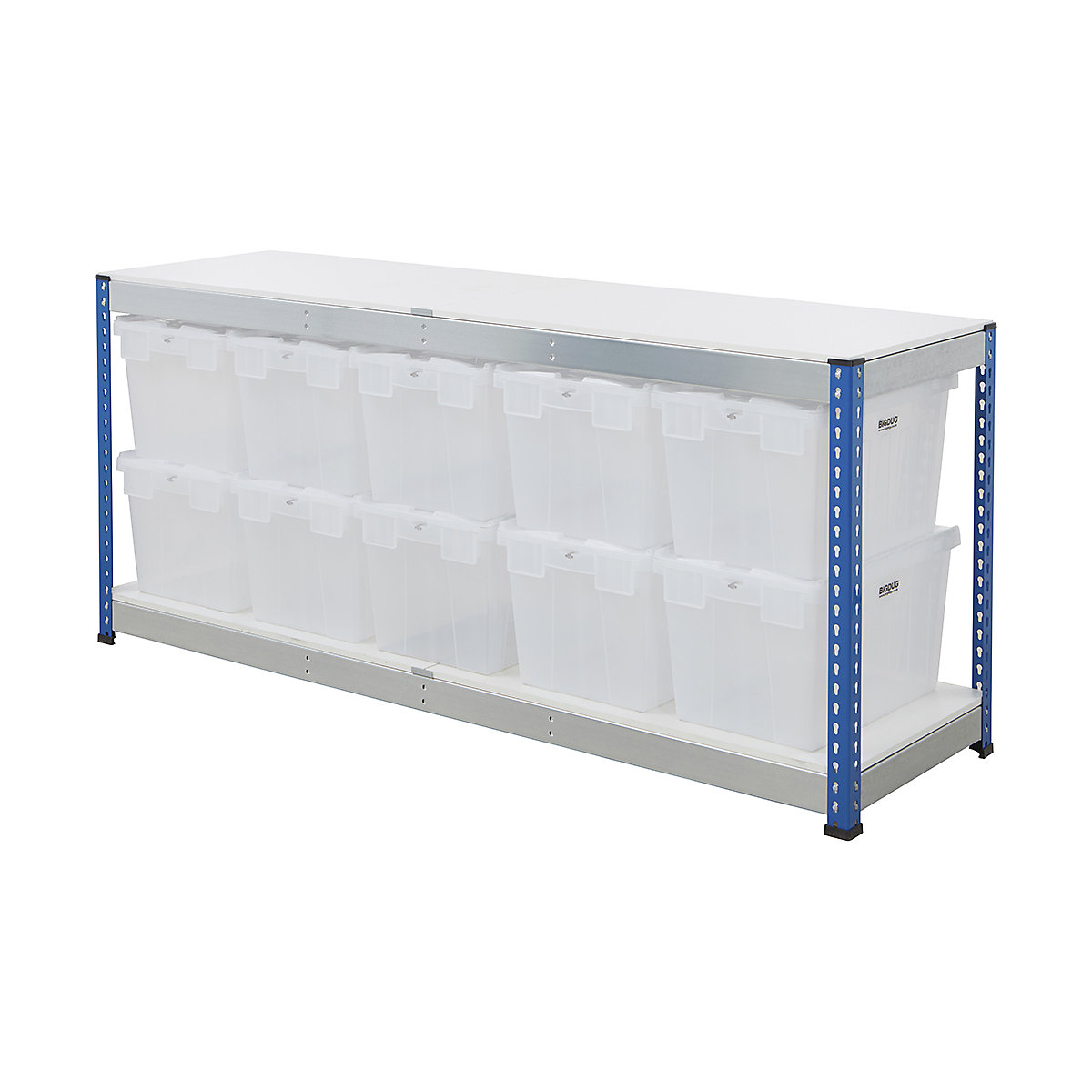 BiG400 Workbench with BiGDUG Euro Tote Boxes | Blue & Galvanised