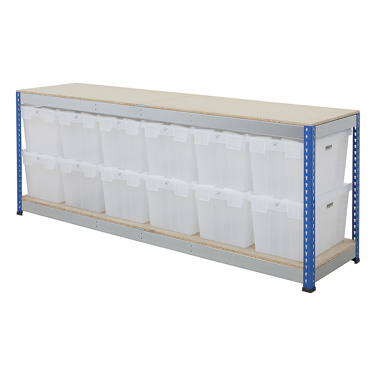 BiG400 Workbench with BiGDUG Euro Tote Boxes | Blue & Galvanised