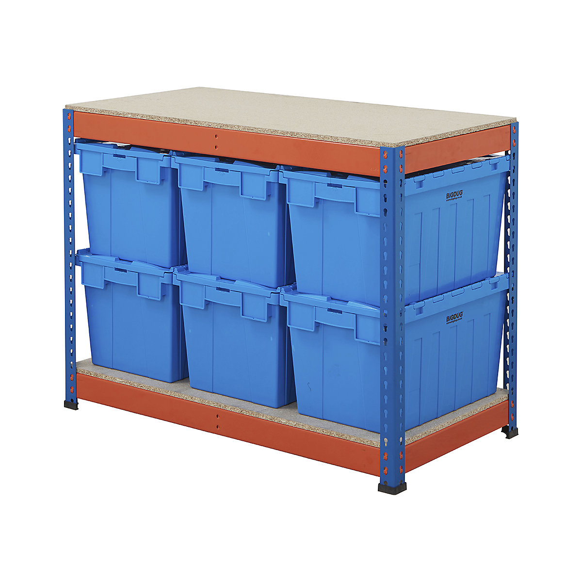 BiG400 Workbench with BiGDUG Euro Tote Boxes | Blue & Orange