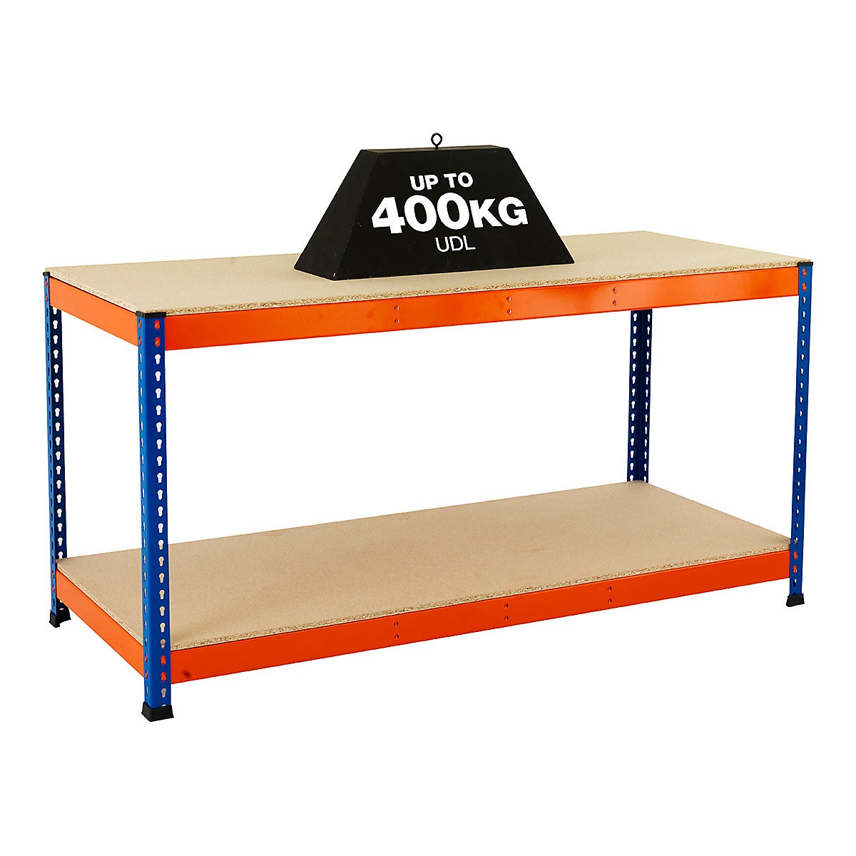 BiG400 Workbenches, BiG400 Workbenches, BiG400 Workbench | Chipboard Worktop | 915h x 1220w x 455d mm | Full Depth Lower Shelf | 400kg UDL | Blue & Orange-2