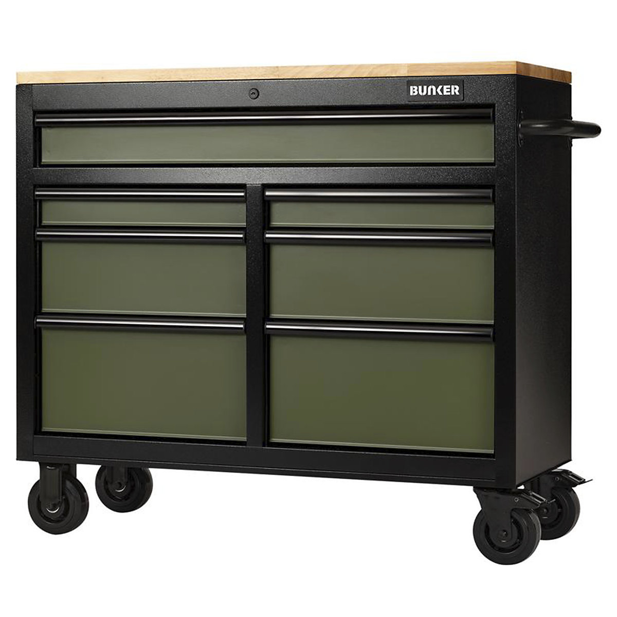BUNKER Mobile Workbench, BUNKER Mobile Workbench, BUNKER® Mobile Workbench | 951h x 1122w x 461d mm | 7 Drawer | 41" | Green-3