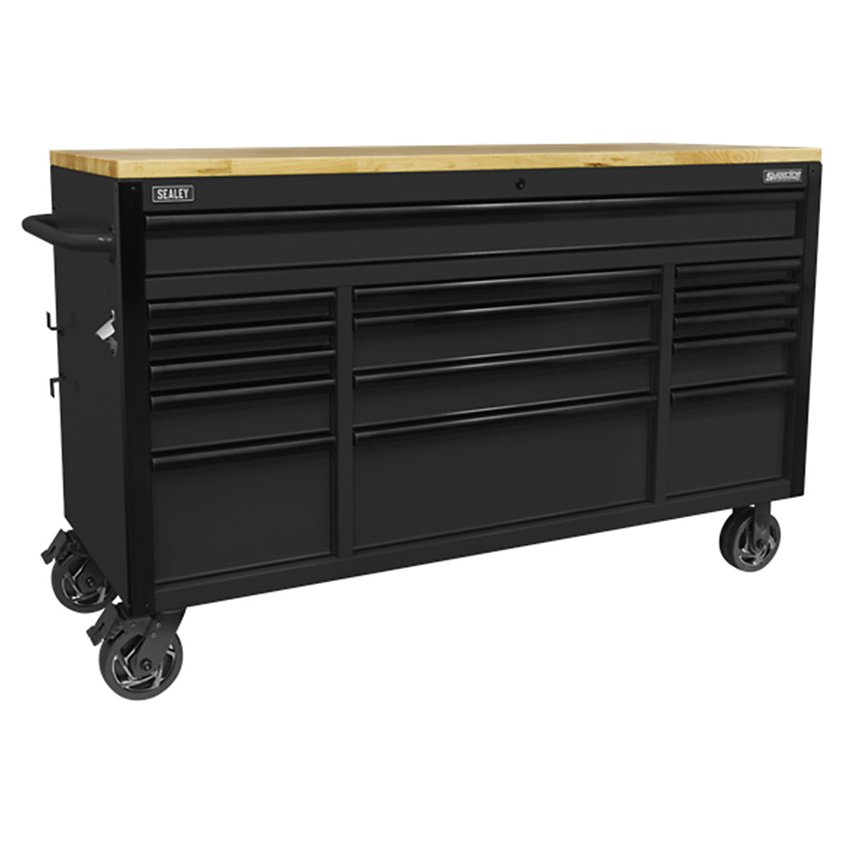 Sealey Superline Pro Mobile Tool Cabinet with Wooden Worktop | 15 Drawer