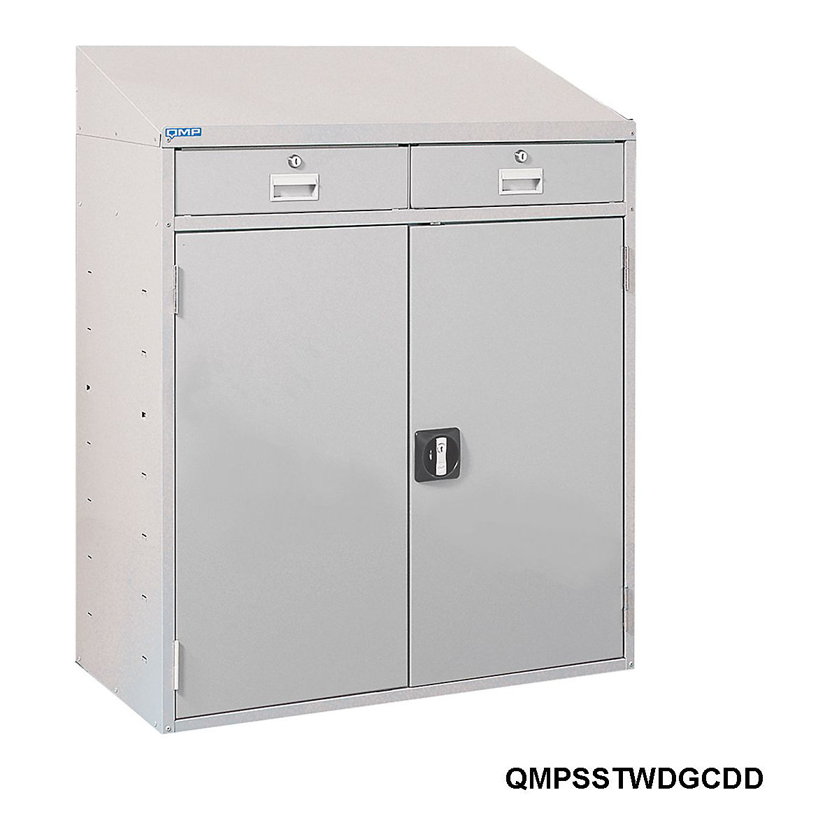 Mercian Industrial Team Leader Workstations With Sloping Top, Mercian Industrial Team Leader Workstations With Sloping Top, Mercian Industrial Team Leader Workstation | 1100h x 920w x 450d mm | Sloping top | Double Drawers | Grey-4