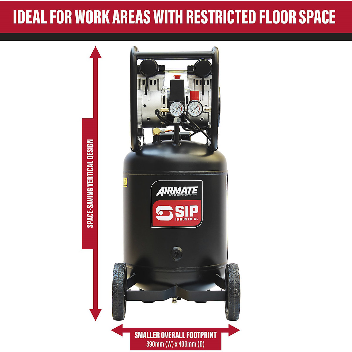 SIP DD 2hp 50ltr Low Noise Vertical Compressor (Product illustration 2)-1