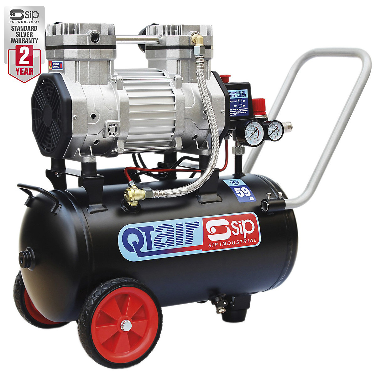SIP QT AIR DD Ultra Low Noise Oil-Free Direct Drive Compressors | 24 - 100 Litre (Product illustration 2)-1