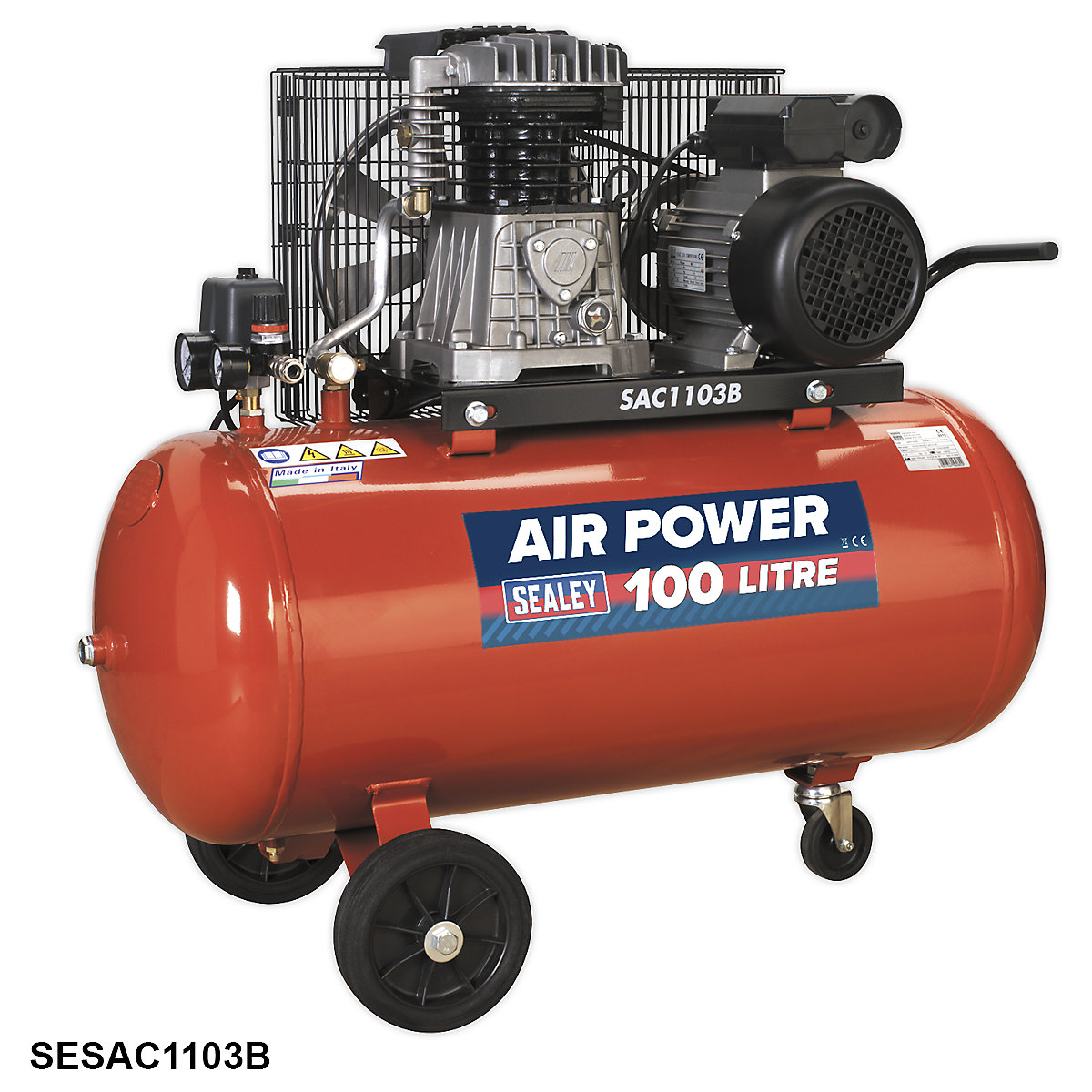 Sealey Belt Drive Compressor | 3hp | Cast Cylinders (Product illustration 6)-5
