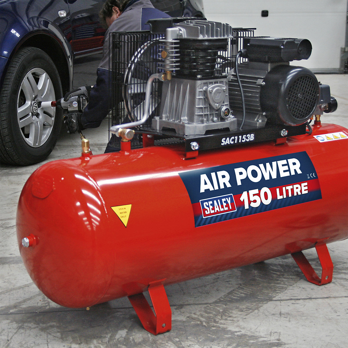 Sealey Belt Drive Compressor | 3hp | Cast Cylinders (Product illustration 7)-6