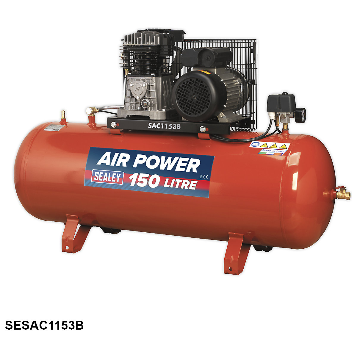 Sealey Belt Drive Compressor | 3hp | Cast Cylinders (Product illustration 3)-2