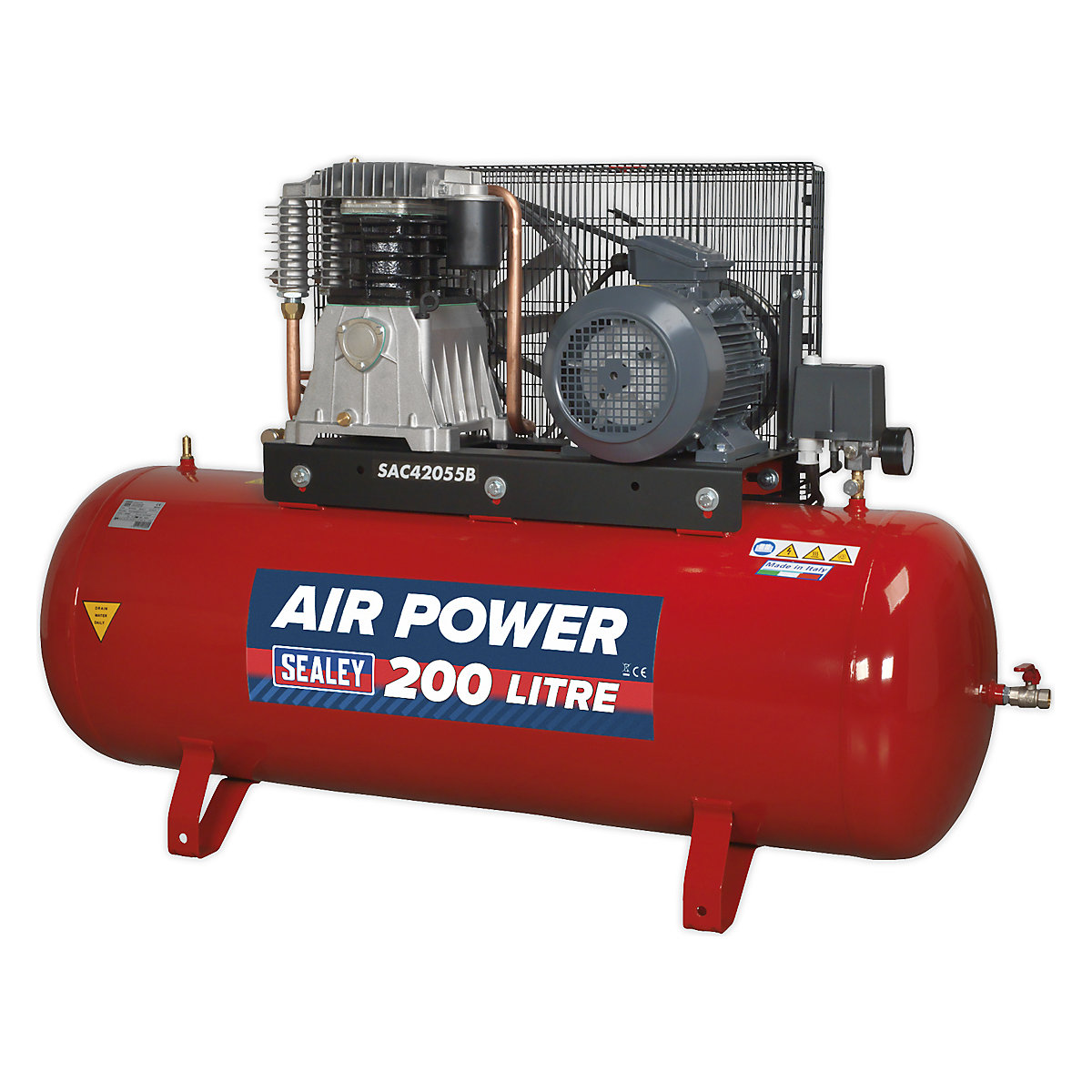 Sealey Belt Drive Compressor with Cast Cylinders | Two-Stage Pump