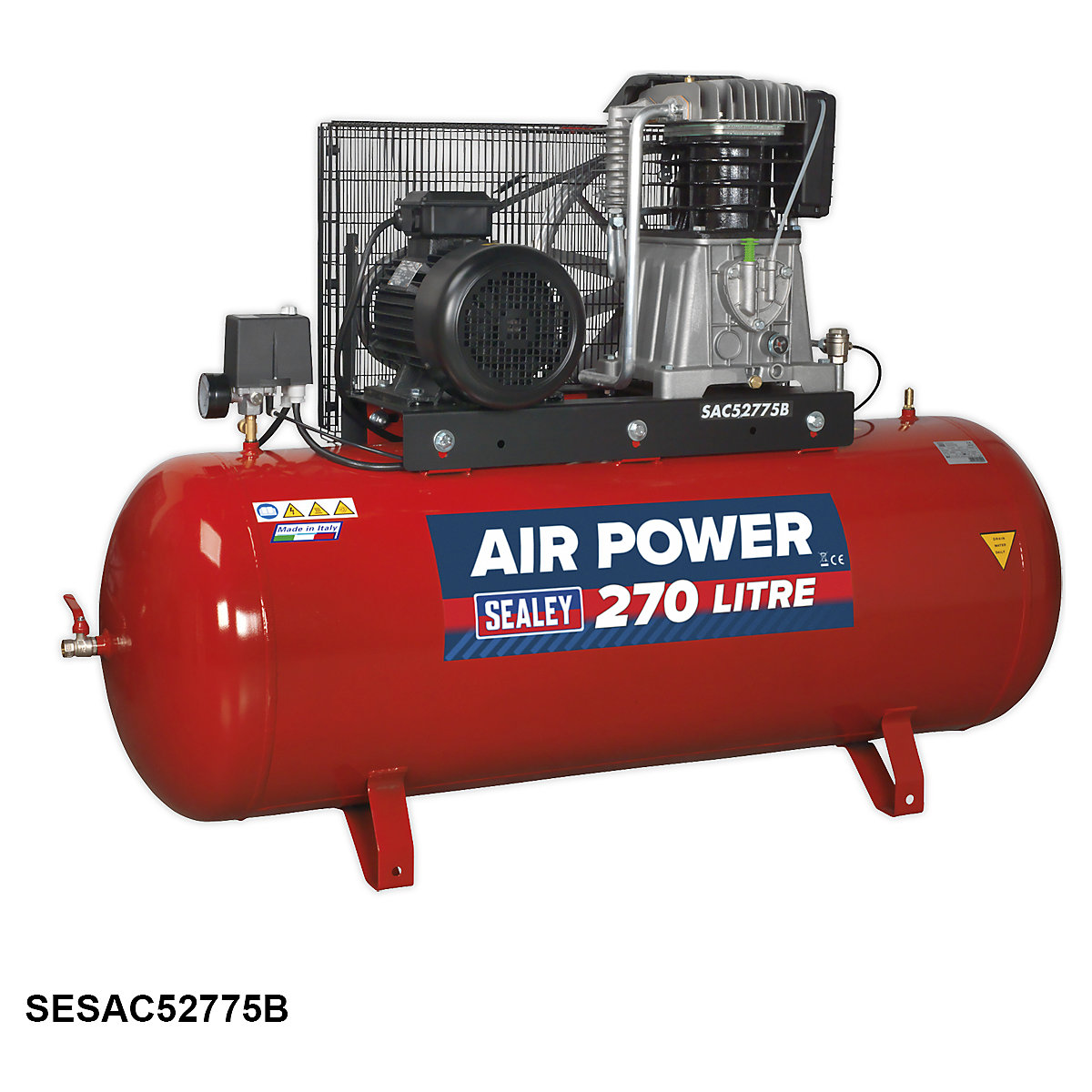 Sealey Belt Drive Compressor with Cast Cylinders | Two-Stage Pump (Product illustration 3)-2