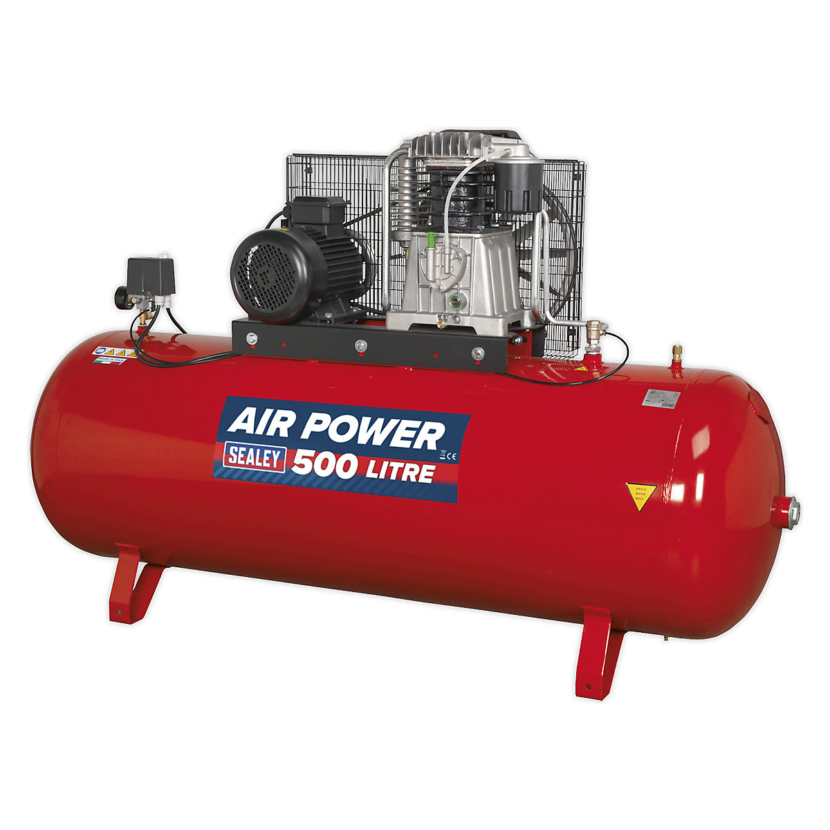 Sealey Belt Drive Compressor with Cast Cylinders | Two-Stage Pump