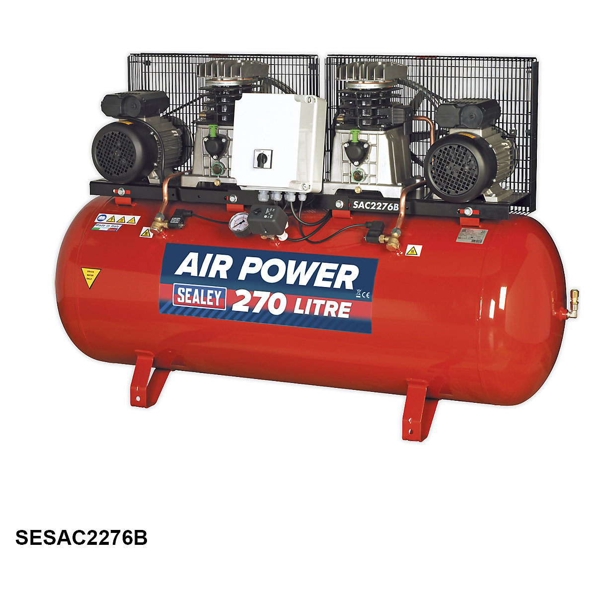 Sealey Belt Drive Compressor with Cast Cylinders | Two 3hp Motors (Product illustration 5)-4