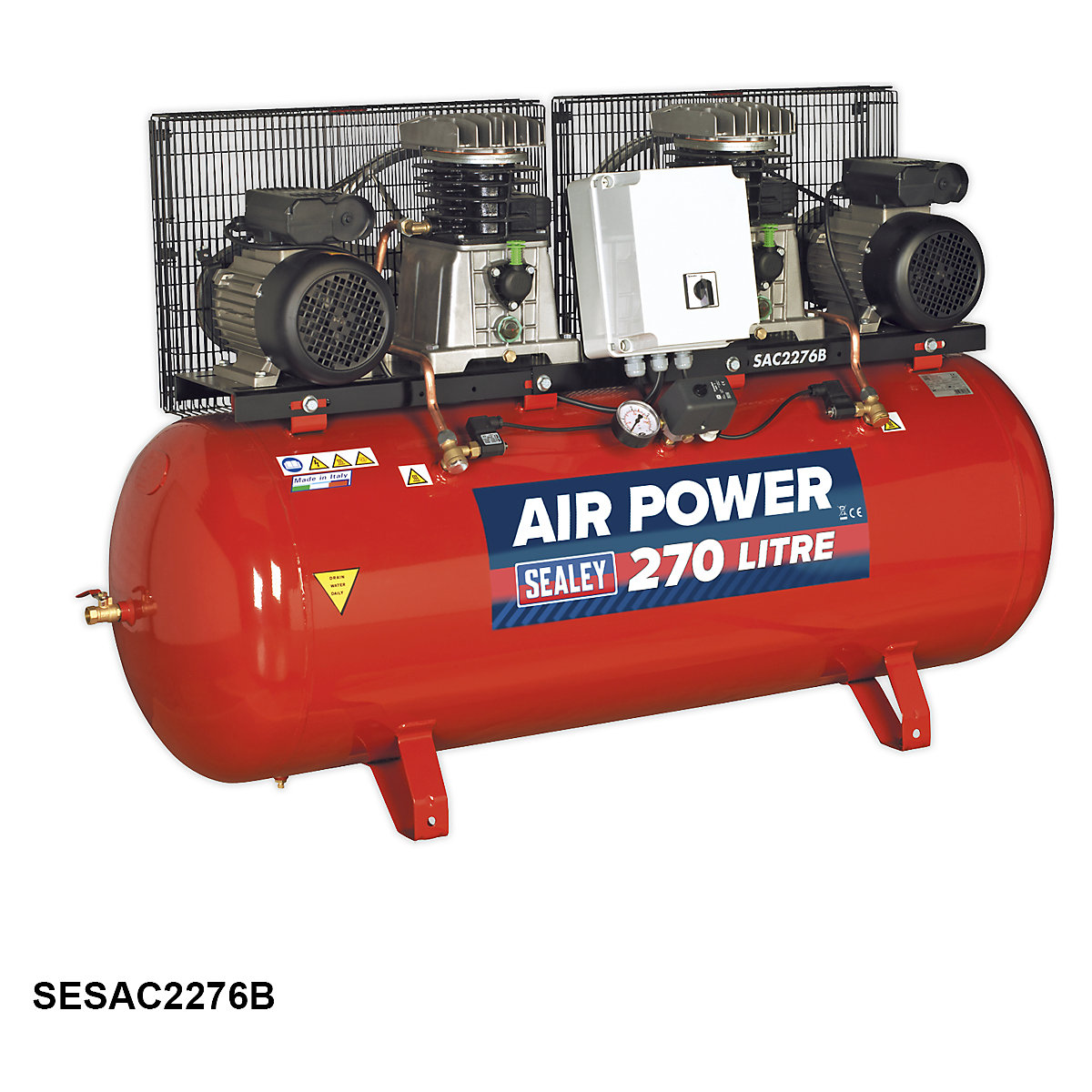 Sealey Belt Drive Compressor with Cast Cylinders | Two 3hp Motors (Product illustration 6)-5