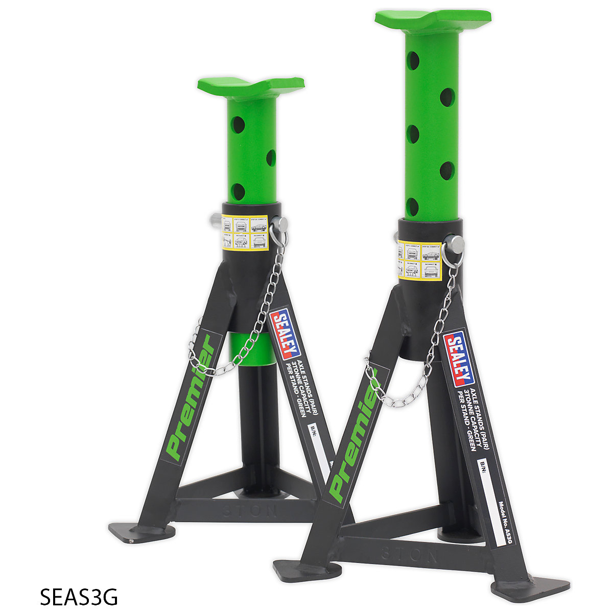 Sealey 3 Tonne Axle Stand Pair (Product illustration 2)-1