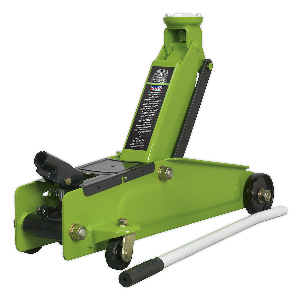 Sealey Long Chassis Heavy Duty Trolley Jacks, Sealey Long Chassis Heavy Duty Trolley Jacks, Sealey Long Chassis Heavy Duty Trolley Jack | 3 Tonne | High-Vis Green-1