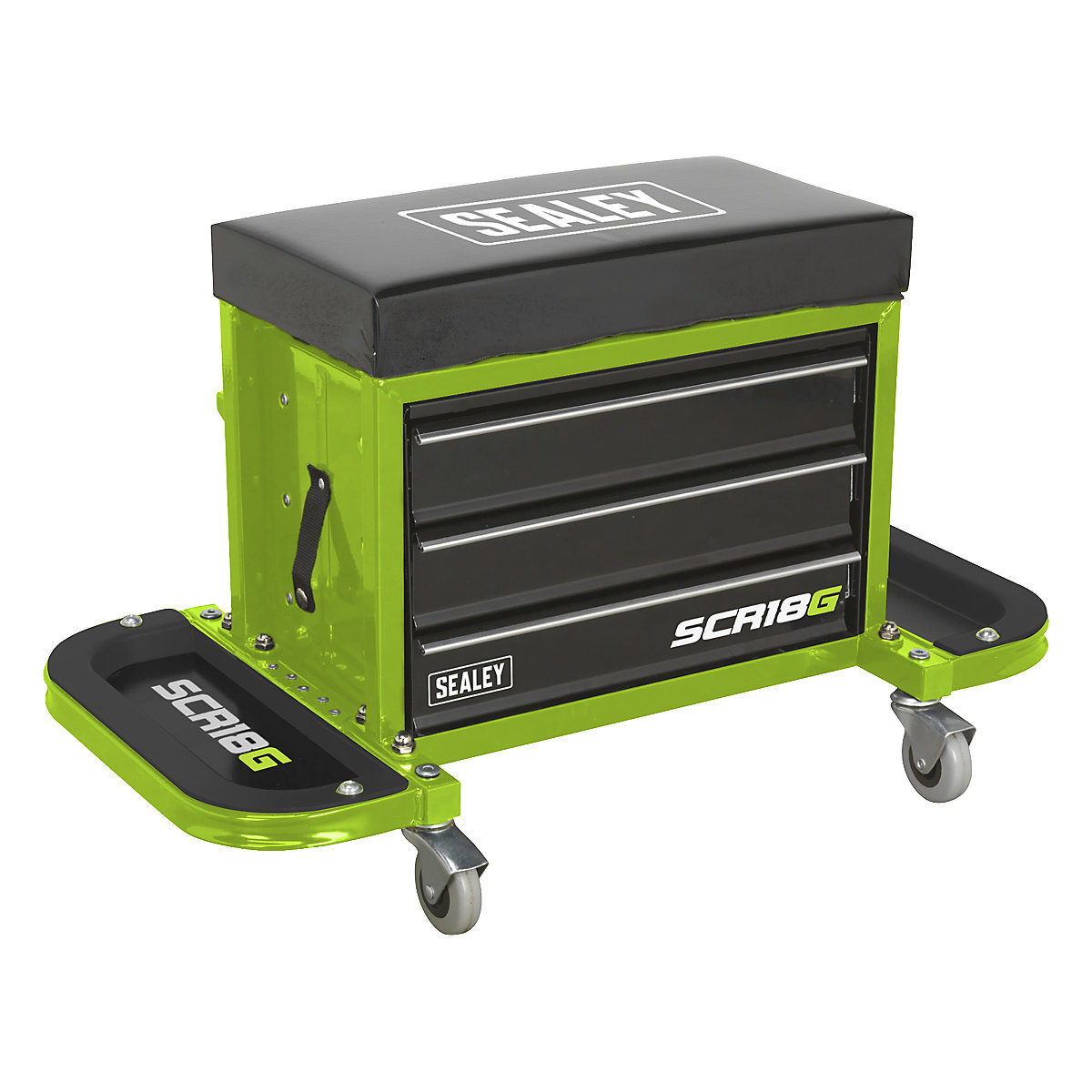 Sealey Mechanic's Utility Seat & Toolboxes, Sealey Mechanic's Utility Seat & Toolboxes, Sealey Mechanic's Utility Seat & Toolbox | High-Vis Green-2