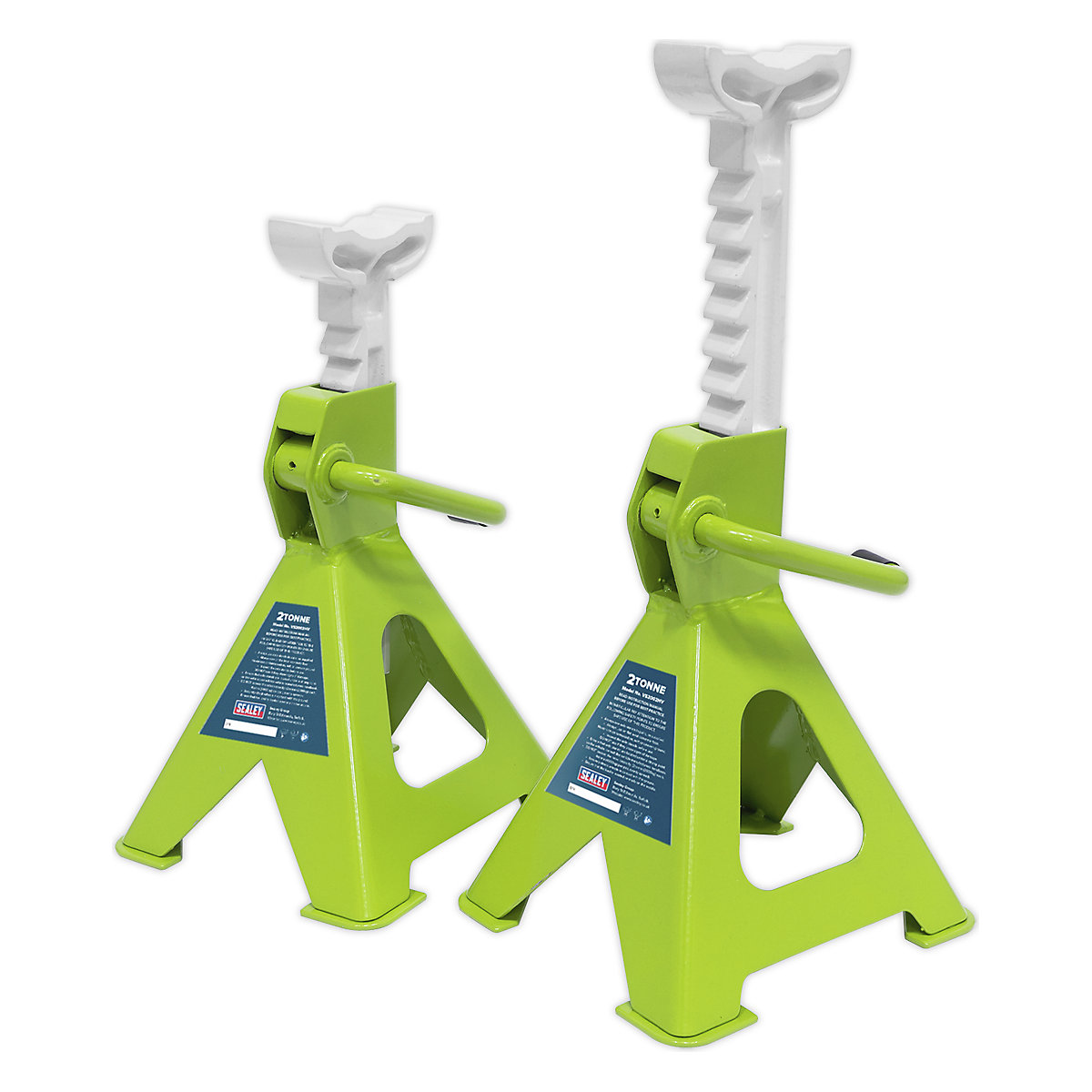 Sealey Ratchet Type Axle Stand (Pairs) | 2 Tonne per Stand, Sealey Ratchet Type Axle Stand (Pairs) | 2 Tonne per Stand, Sealey Ratchet Type Axle Stand (Pairs) | 2 Tonne per Stand | High-Vis Green-2