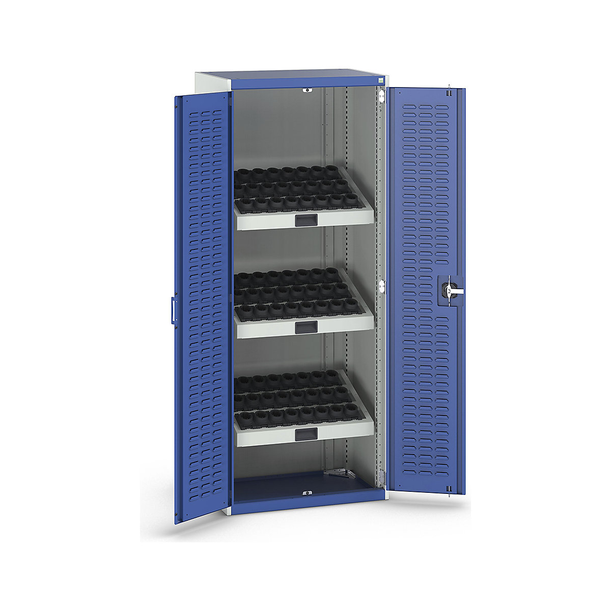 Bott Cubio CNC Cupboard Kits | Louvre or Perfo Doors, Bott Cubio CNC Cupboard Kits | Louvre or Perfo Doors, Bott Cubio CNC Cupboard with Louvre Doors | 2000h x 800w x 525d mm | Insert Kit | HSK A40 / C40 / E40 / F40 / B50 (108x) | Gentian Blue Doors-3
