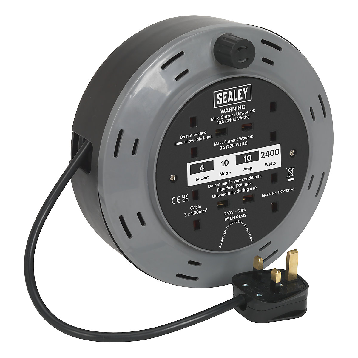 Sealey Cassette Type Cable Reel | 10m