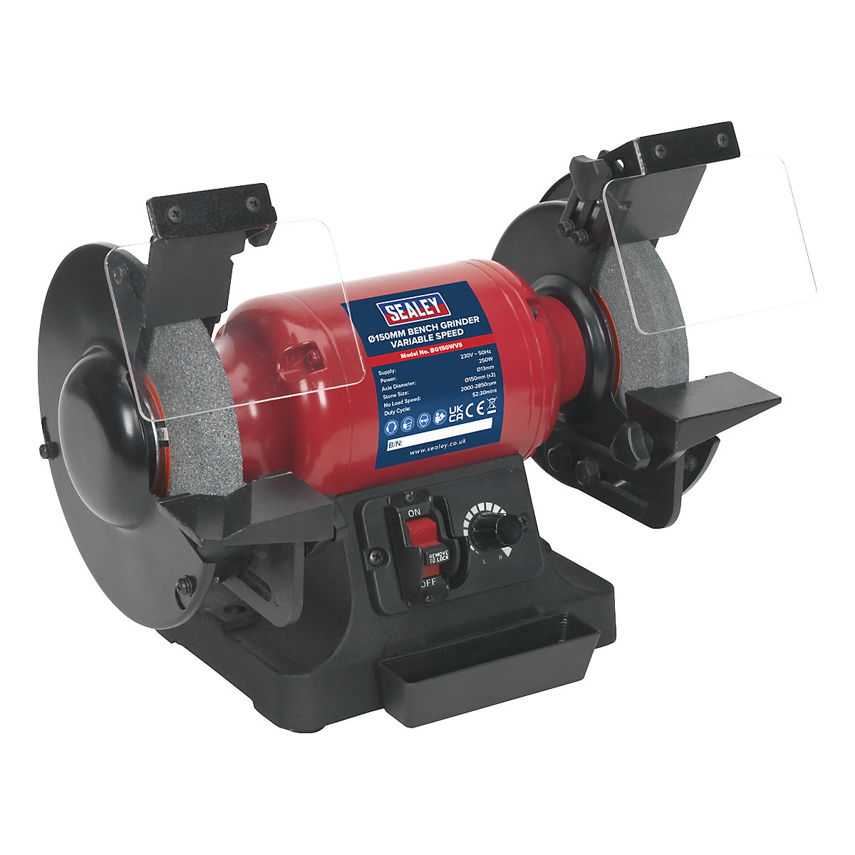 Sealey Bench Grinder | Ø150mm Stones | 250W | Variable Speed