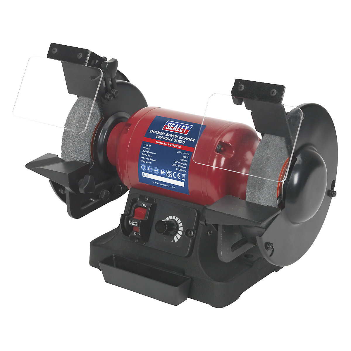 Sealey Bench Grinder | Ø150mm Stones | 250W | Variable Speed (Product illustration 3)-2
