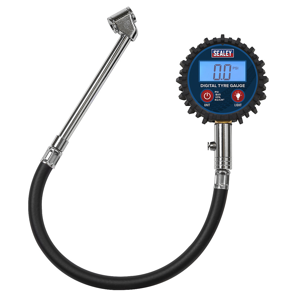 Sealey Digital Tyre Pressure Gauge | Twin Push-On Connector (Product illustration 3)-2