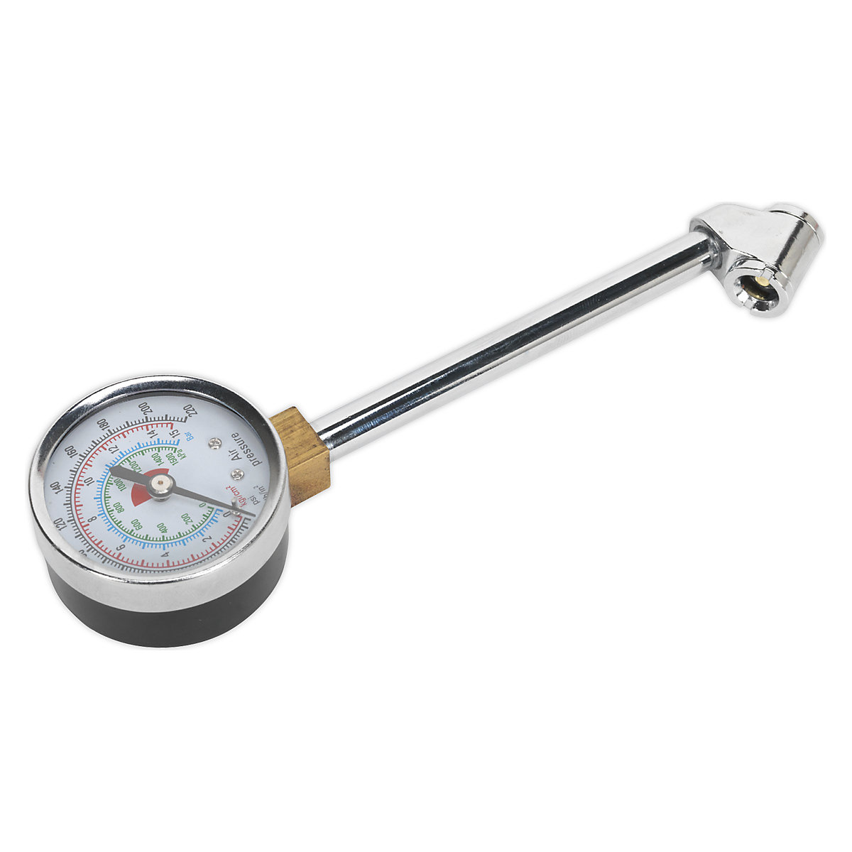 Sealey Twin Connector Tyre Pressure Gauge | 0-220psi (Product illustration 2)-1